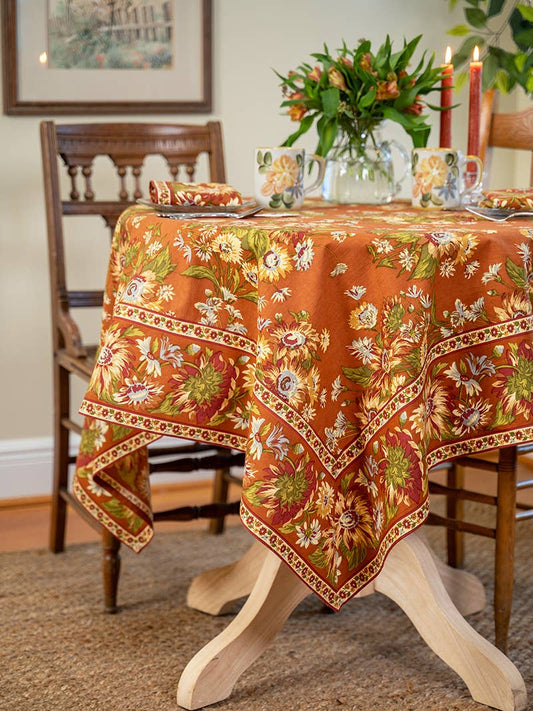 Marguerite Tablecloth - Rust: 54x54