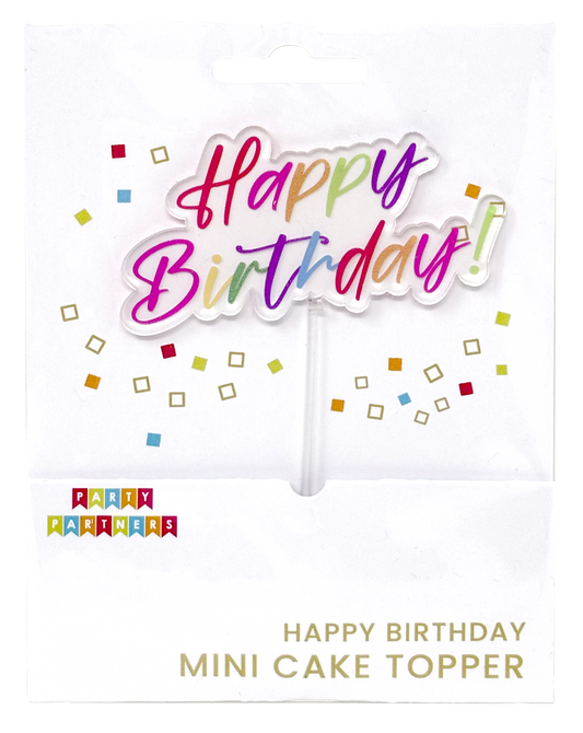 HAPPY BIRTHDAY RAINBOW MINI CAKE TOPPER
