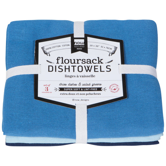 FLOUR SACK TEA TOWELS BLUES SET OF 3