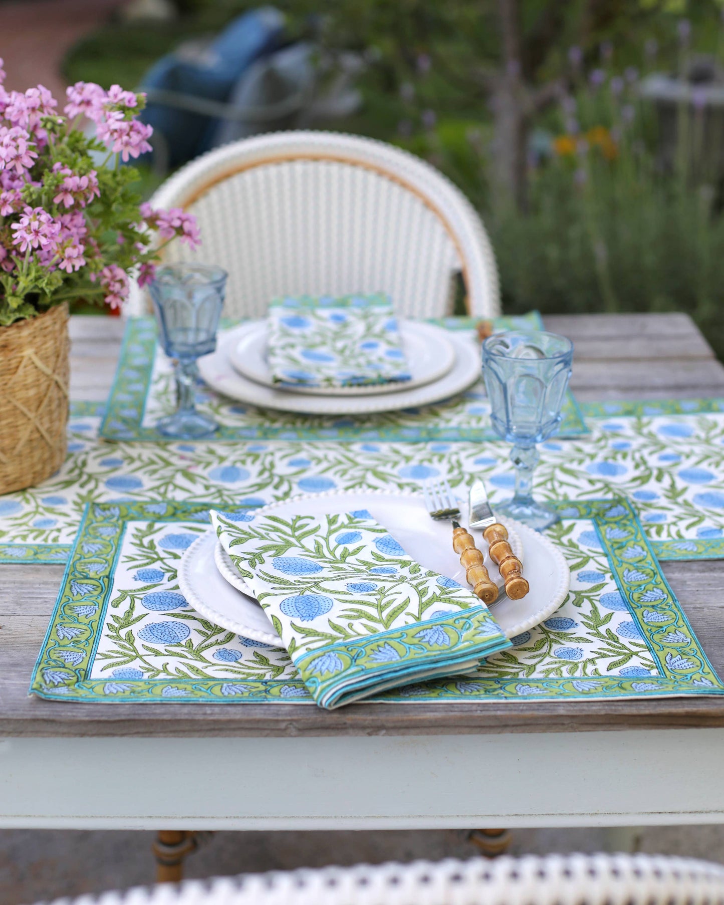 NAPKINS POMEGRANATE BLUE SET/4