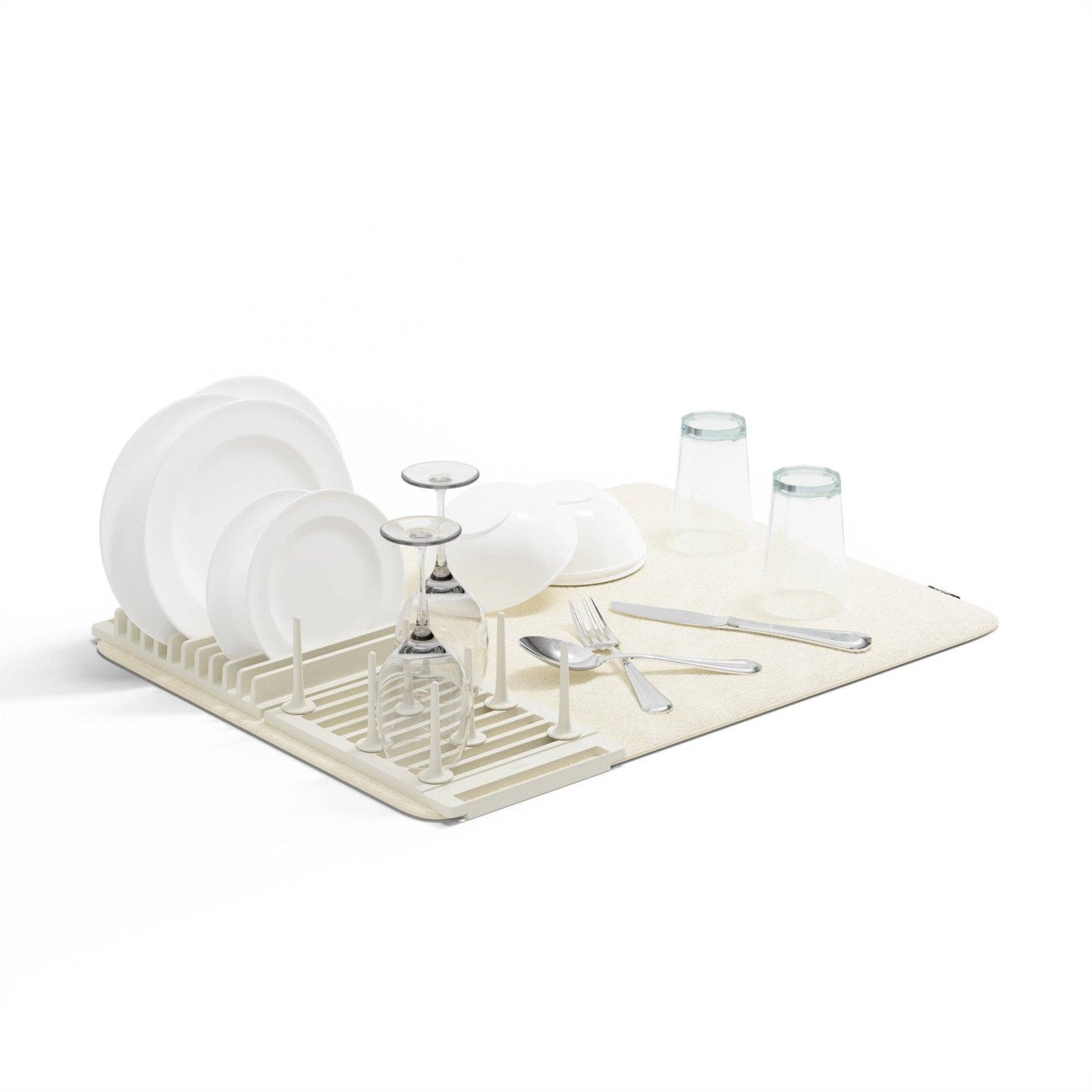 UDRY PEG DISH RACK WITH MAT: LINEN