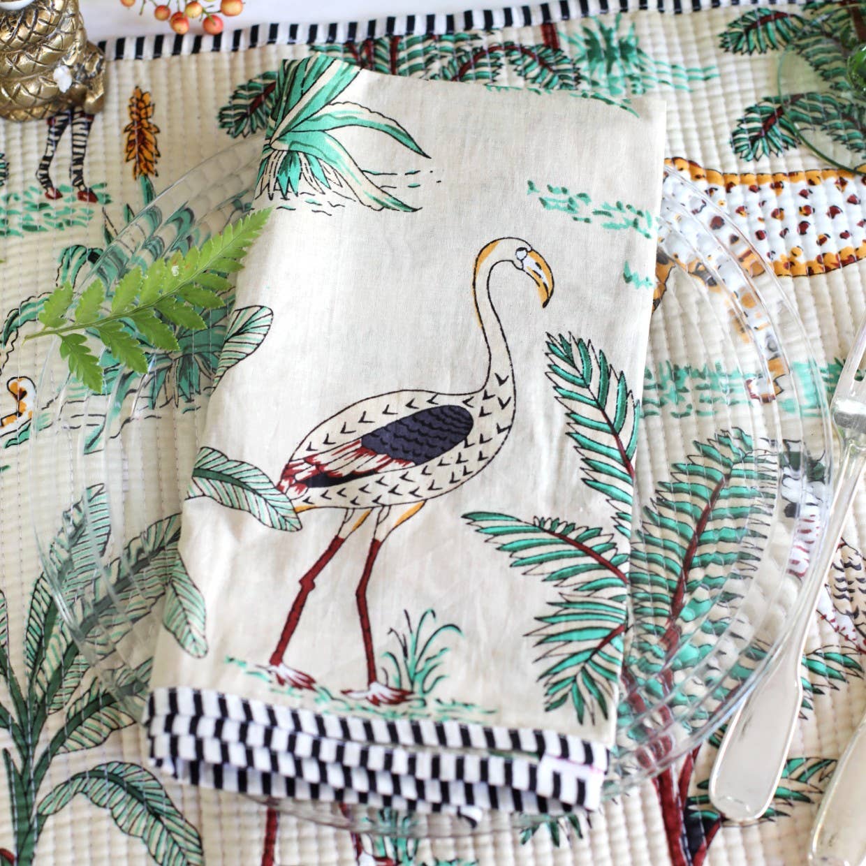 NAPKINS JUNGLE IVORY SET/4