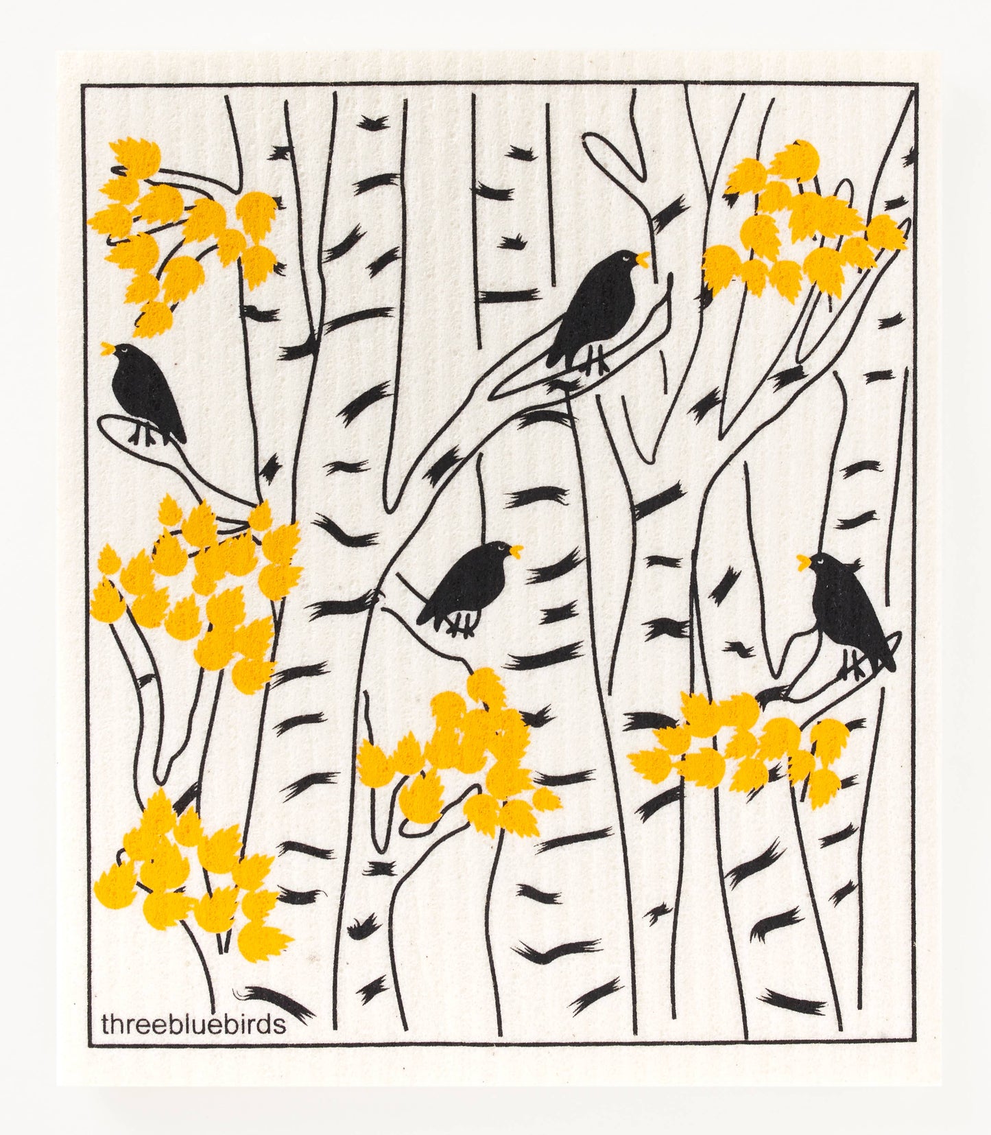 AUTUMN BLACKBIRDS SWEDISH DISHCLOTH