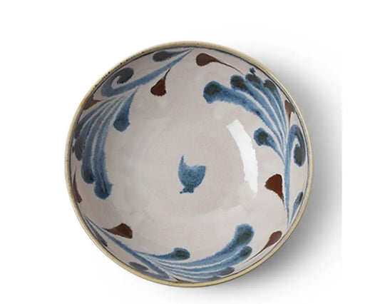 RUSTIC BLUE VINES SHALLOW BOWL 8.5"