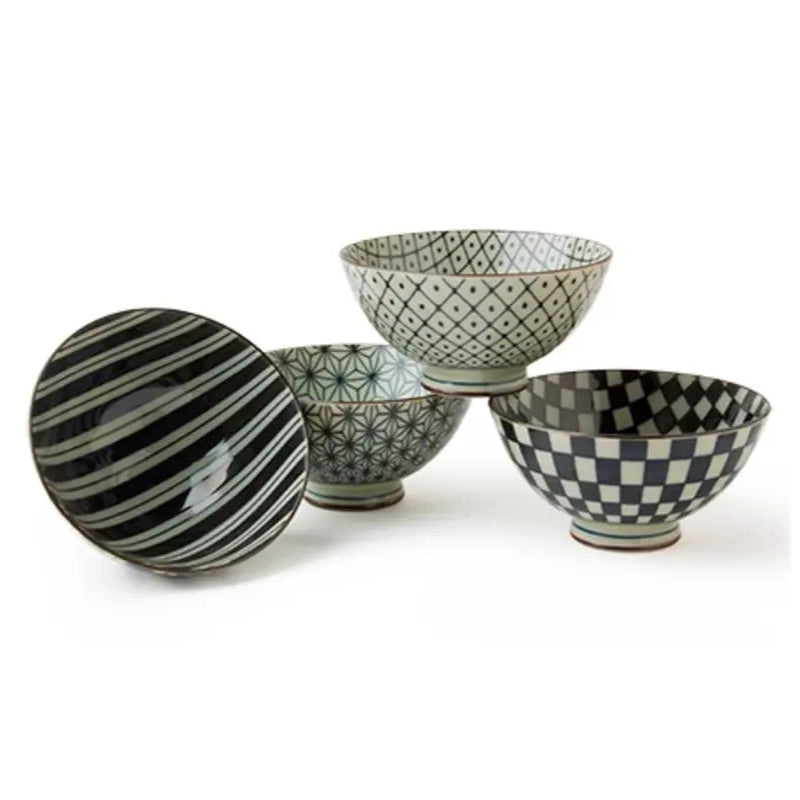 ASIAN BOWL RETRO B&W 4.5" EACH