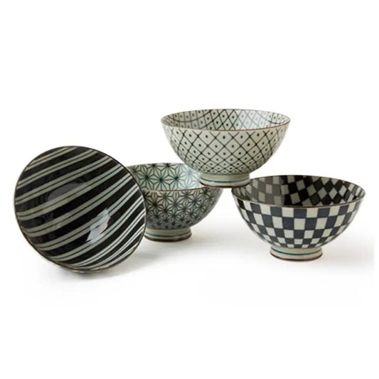 ASIAN BOWL RETRO B&W 4.5" EACH