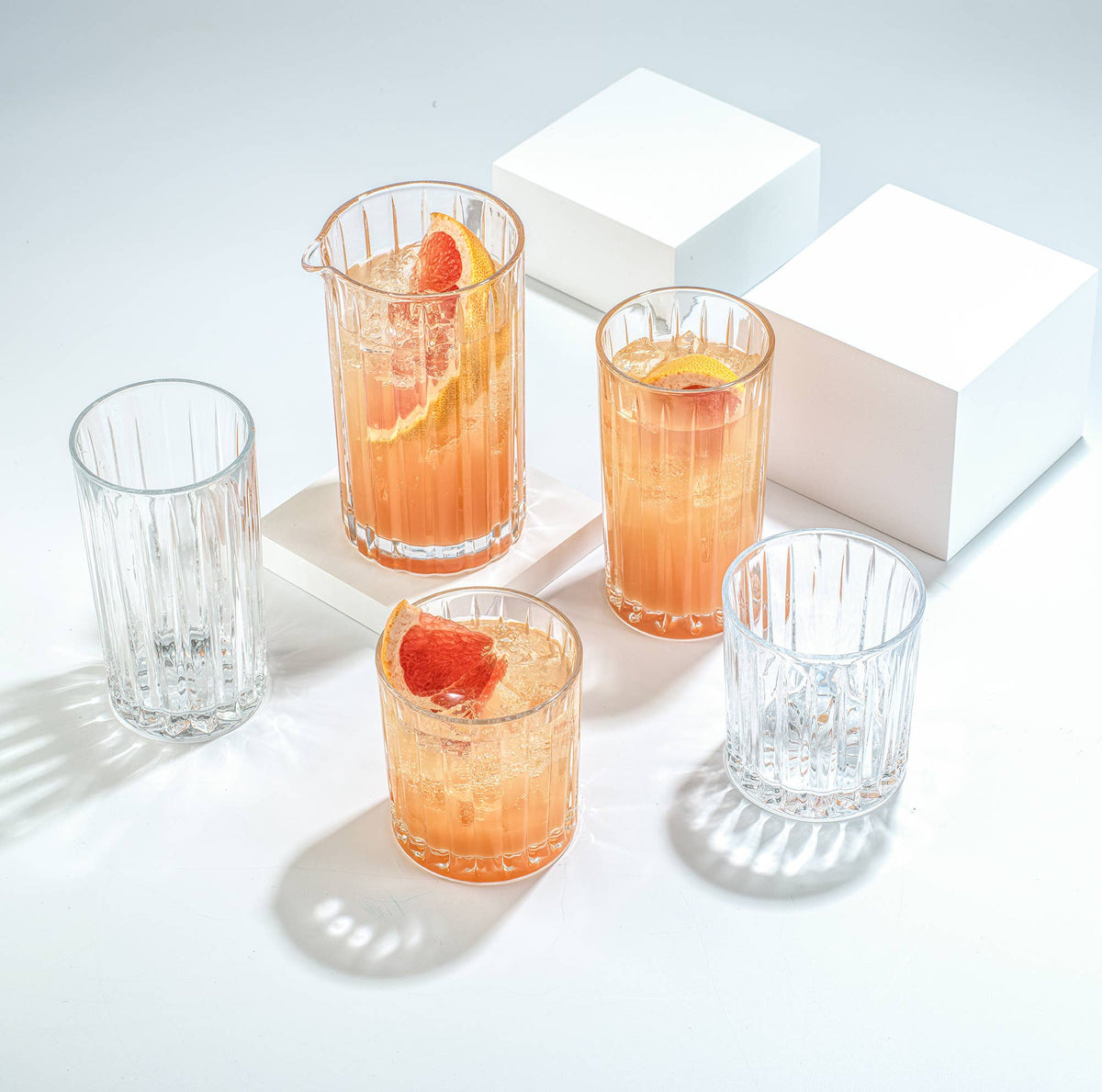 Ribbed Cocktail Mixing Glass Pitcher 20 oz