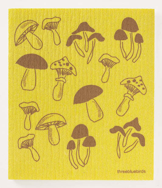 FUNGI ON YELLOW SWEDISH DISHCLOTH