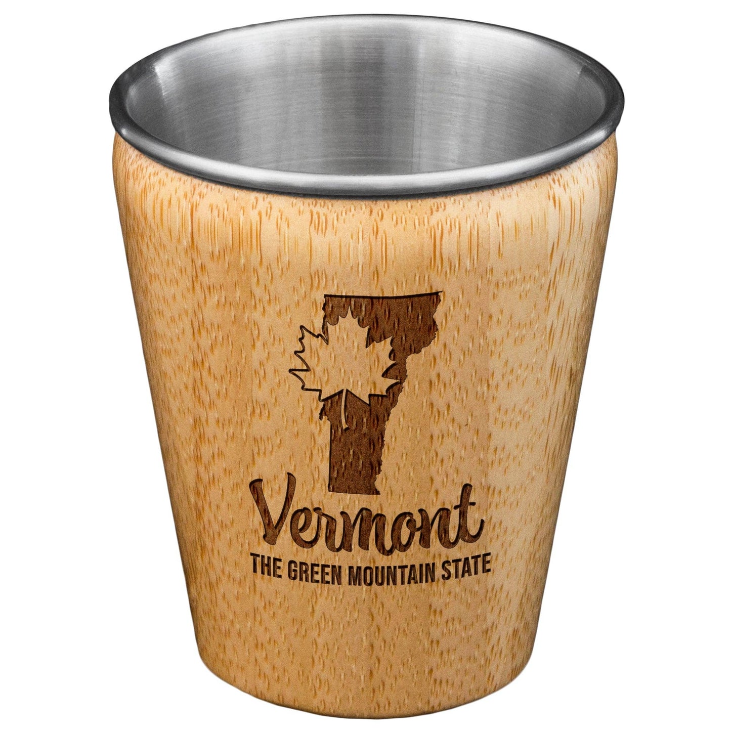 BAMBOO/STAINLESS VERMONT SHOT GLASS