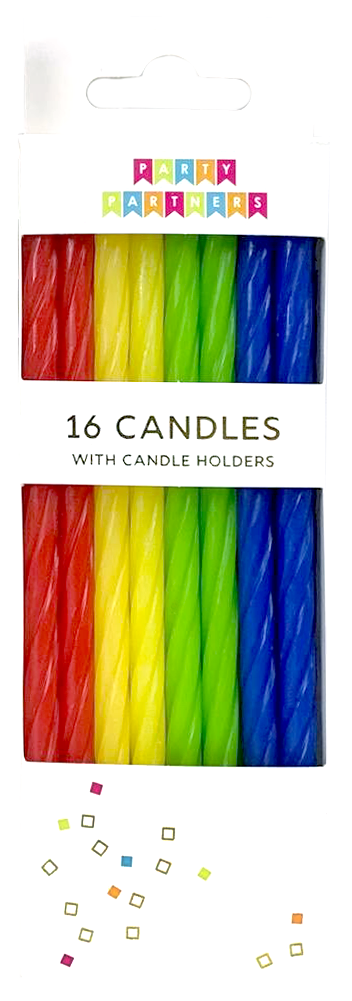 RAINBOW SPIRAL 16 CANDLE SET