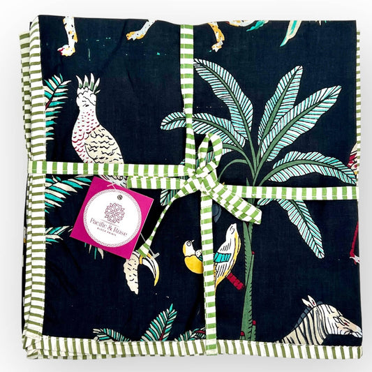 NAPKINS JUNGLE BLACK SET/4