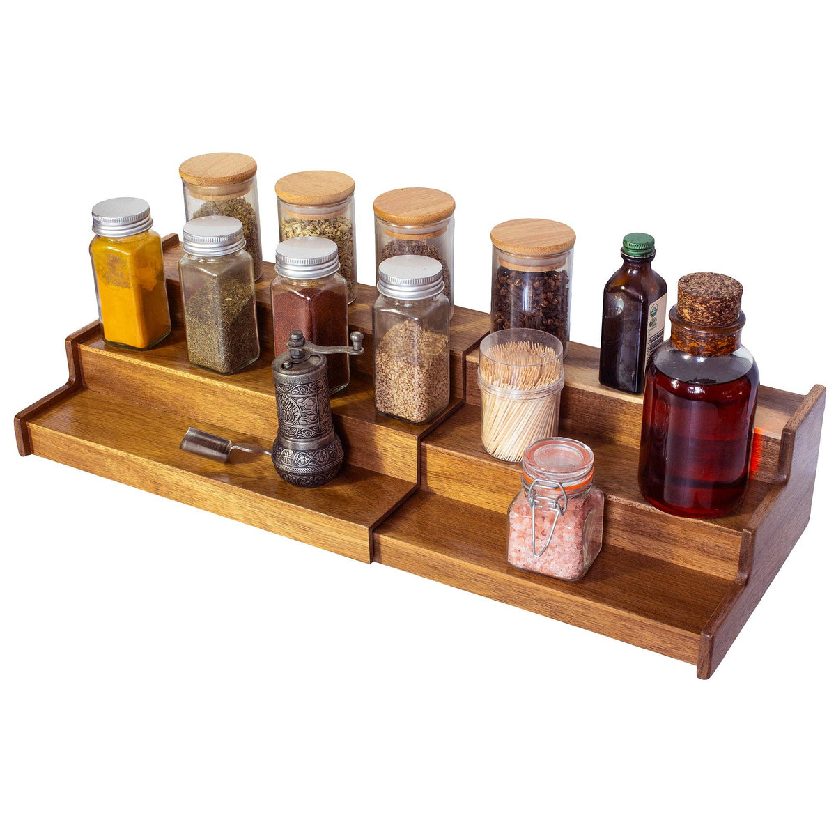 TB Home® Acacia Wood 3-Tier Expandable Spice Rack