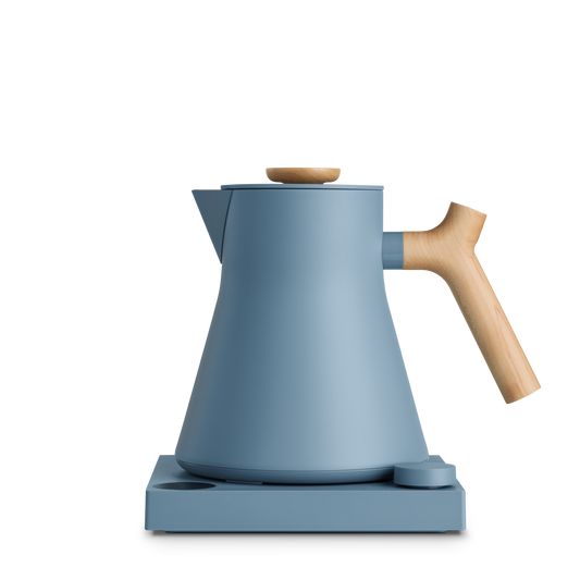 Corvo EKG Pro Electric Kettle: Hazy Blue + Maple