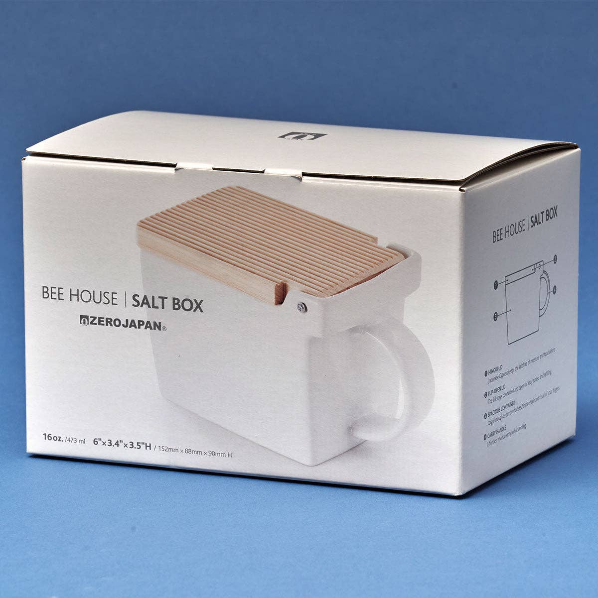 BEE HOUSE CERAMIC SALT BOX WITH WOODEN LID - NOBLE BLACK
