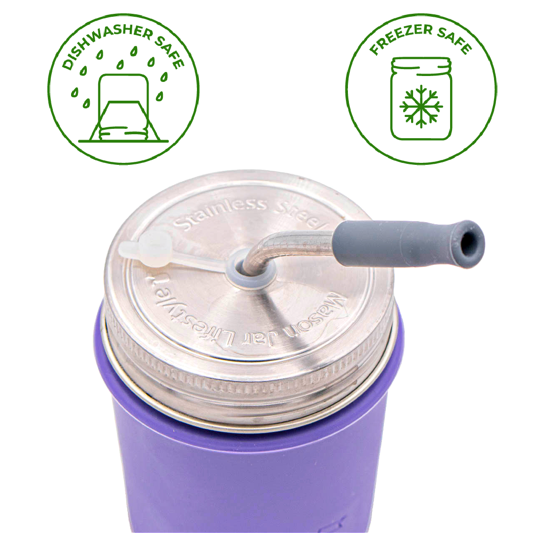 Stainless Steel Straw Hole Tumbler Lids for Mason Jars: Wide mouth