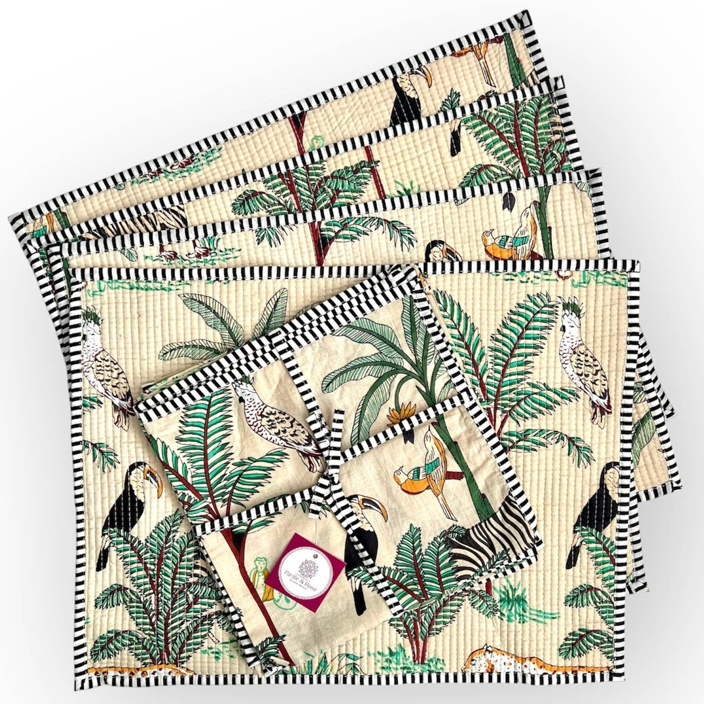 NAPKINS JUNGLE IVORY SET/4