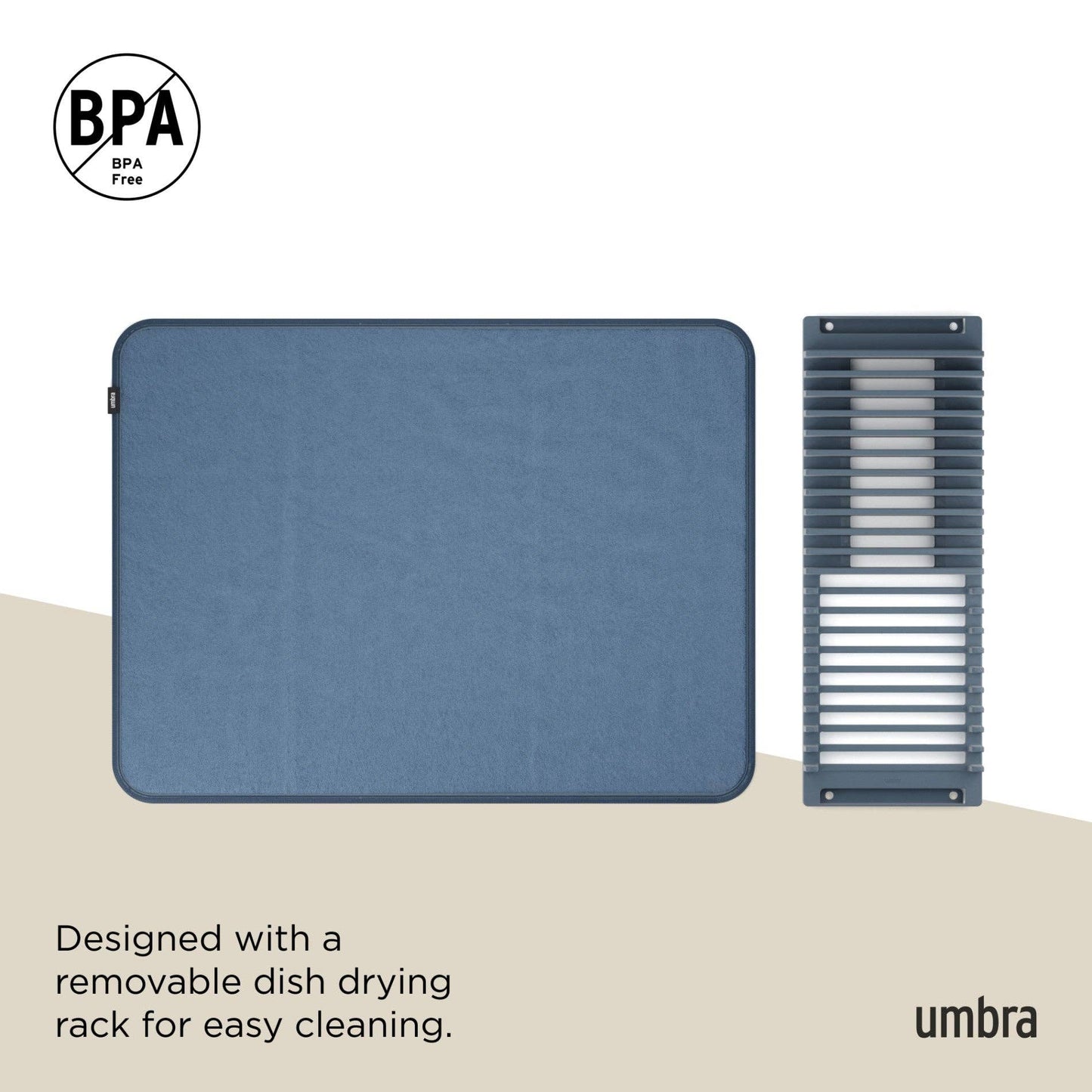 UDRY DISH RACK WITH DRYING MAT: LINEN