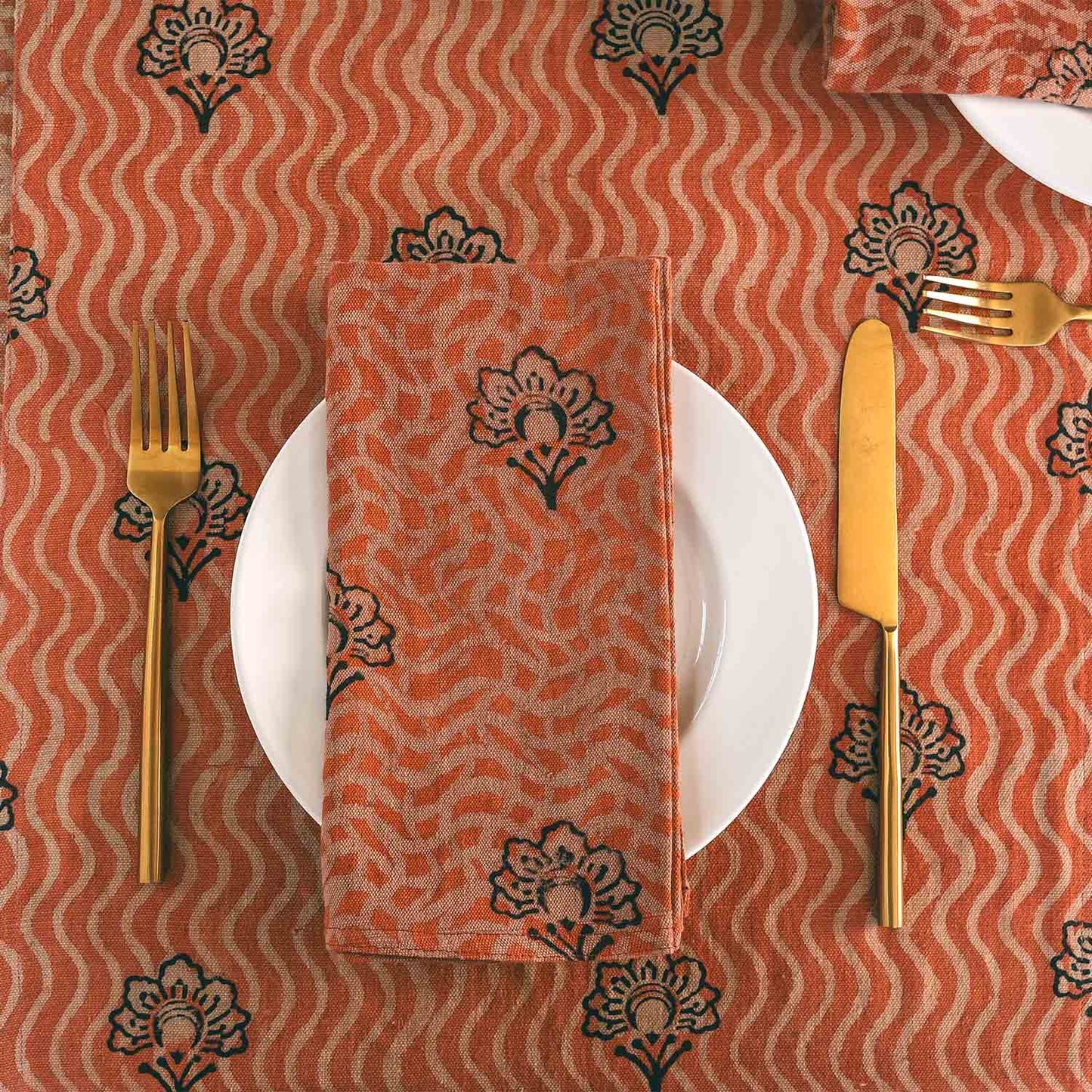 Floral Cloth Napkins, Block Printed, Organic Cotton | Omelia