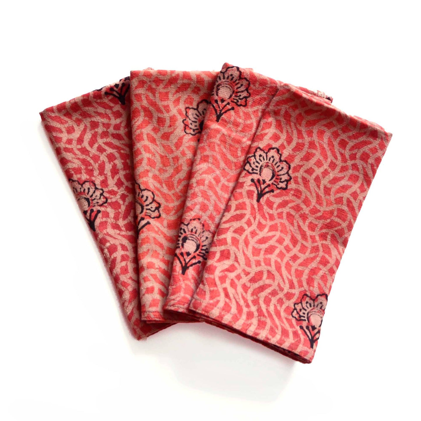 Floral Cloth Napkins, Block Printed, Organic Cotton | Omelia