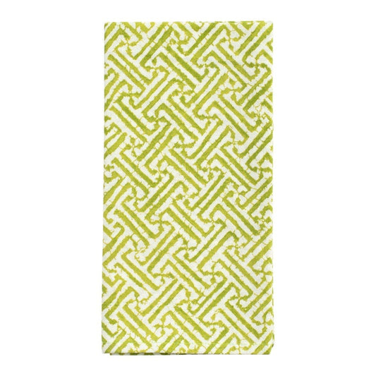 FABRIC NAPKIN SET OF 4 FRETWORK GRN
