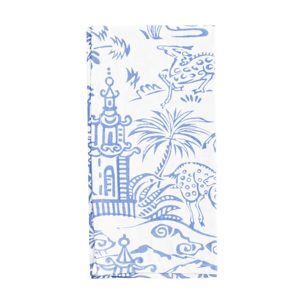 FABRIC COTTON NAPKIN SET OF 4 TOILE BLU/WHT