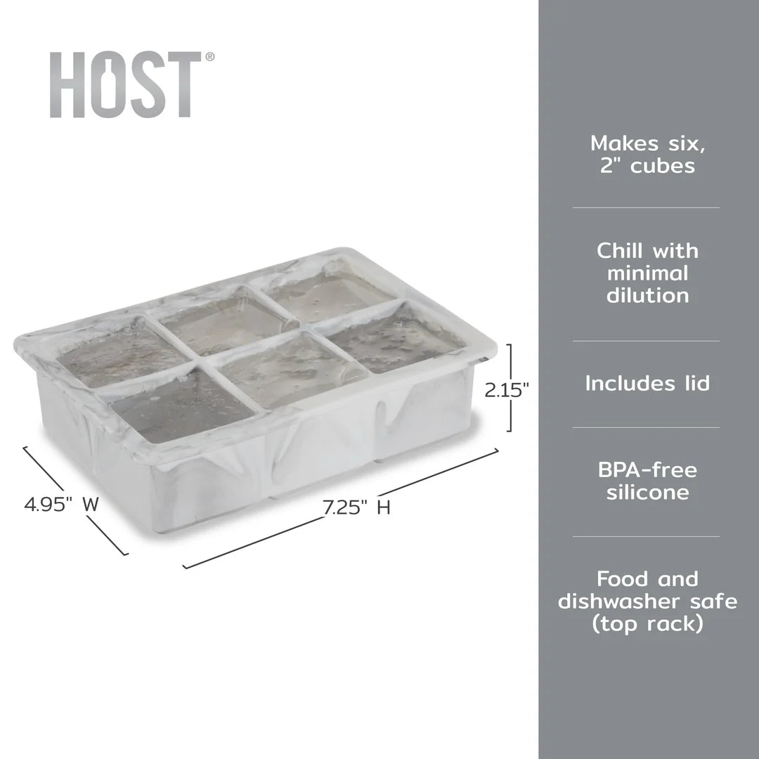 2" ICE CUBE TRAY WITH LID IN MARBLE GREY