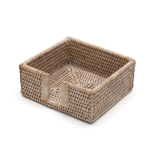 RATTAN COCKTAIL NAPKIN HOLDER WHITE WASH