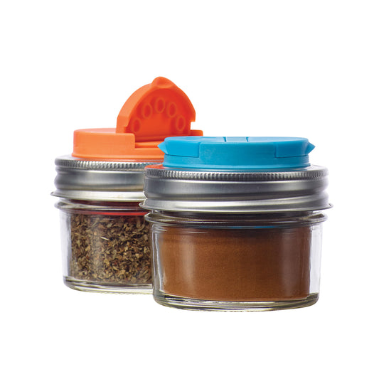 MASON JAR SPICE LID 2PK BLU/ORG
