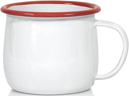 ENAMEL MUG WITH RED RIM