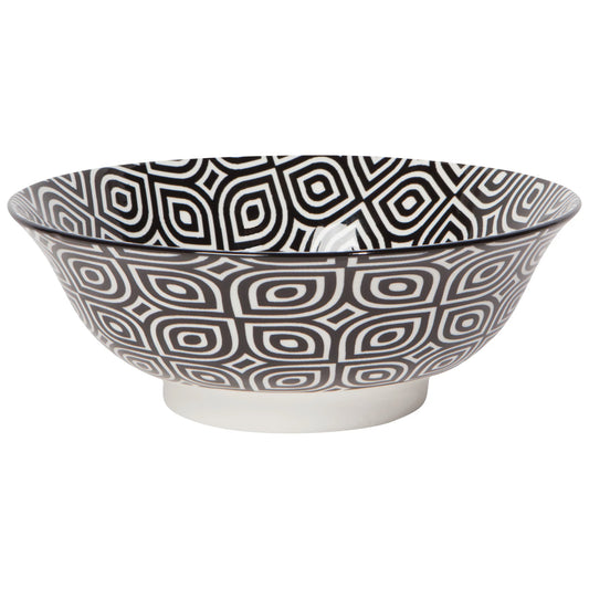 ASIAN BOWL BLACK/WHITE GEO 8"