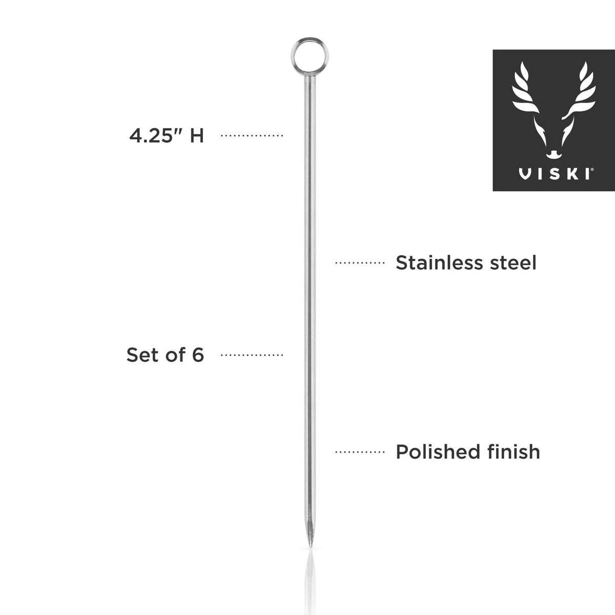 STAINLESS STEEL COCKTAIL PICKS 6 PACK