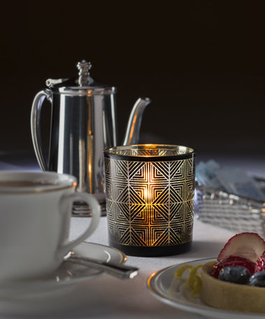 VOTIVE HOLDER GEOMETRIC BLK/GOLD