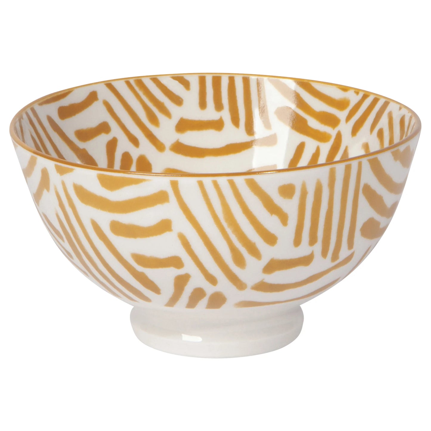 ASIAN BOWL OCHRE LINES 4"