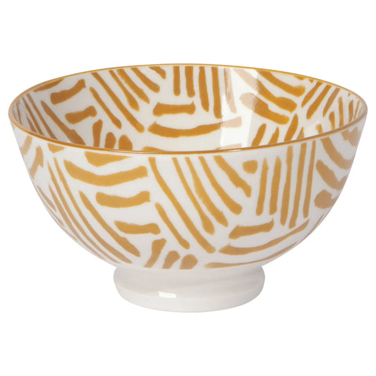 ASIAN BOWL OCHRE LINES 4"