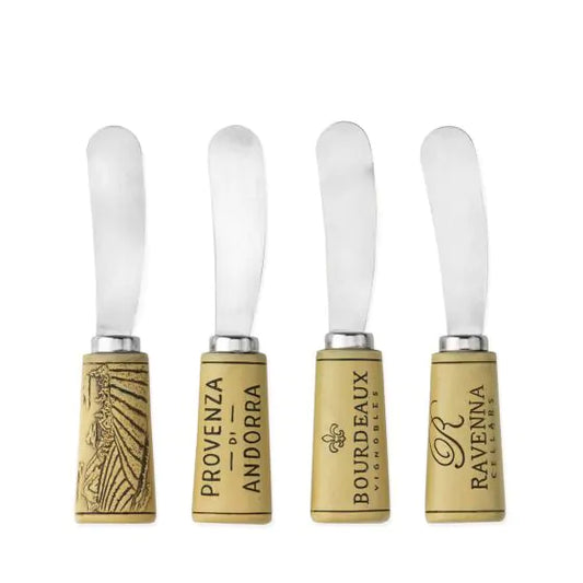 TRUE CORK HANDLE CHEESE SPREADER SET OF 4