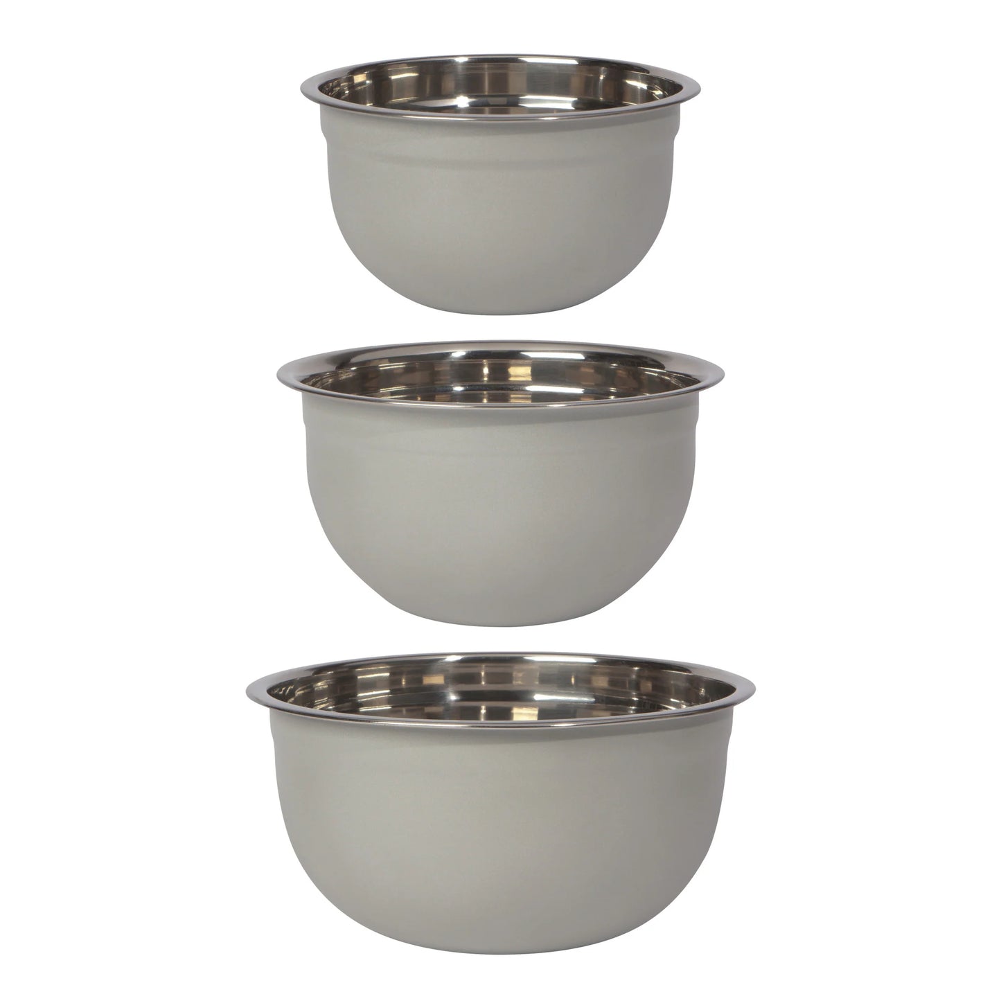 MIXING BOWL SET OF 3 MATTE STEEL FOG