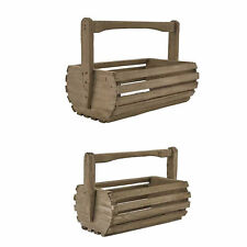 SLAT WOOD BASKETS SET2