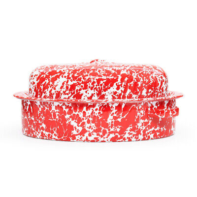 ROASTER OVAL WITH COVER RED MARBLE