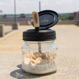 MASON JAR FLIP CAP REGULAR MOUTH BLACK W/JAR