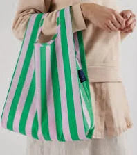 BABY BAGGU PINK GREEN AWNING STRIPE