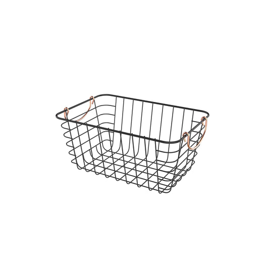 SMALL WIRE BASKET W/ COPPER HANDLES