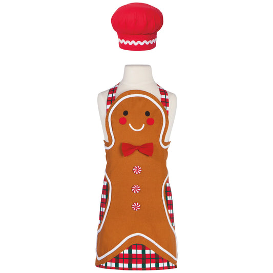KIDS APRON AND HAT SET GINGERBREAD DAYDREAM