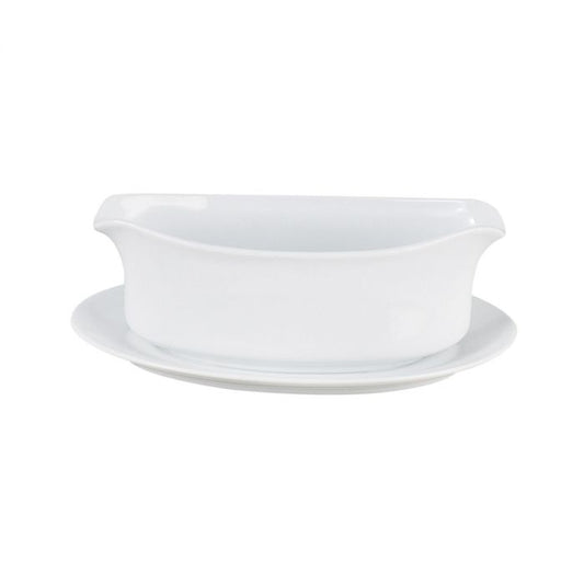 GRAVY BOAT W/ATTACHED SAUCER 18 OZ