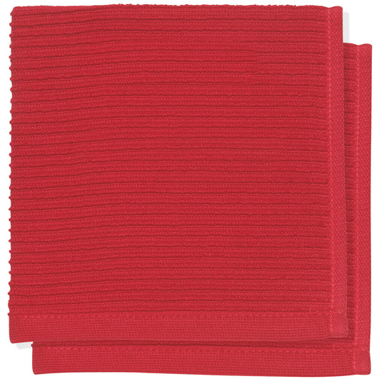 DISHCLOTHS RIPPLE SET OF 2 RED